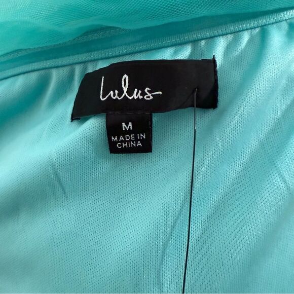 NWT Lulu’s Fabulous Existence Teal Green Tulle Strapless Tiered Maxi Dress Sz M - Picture 9 of 15